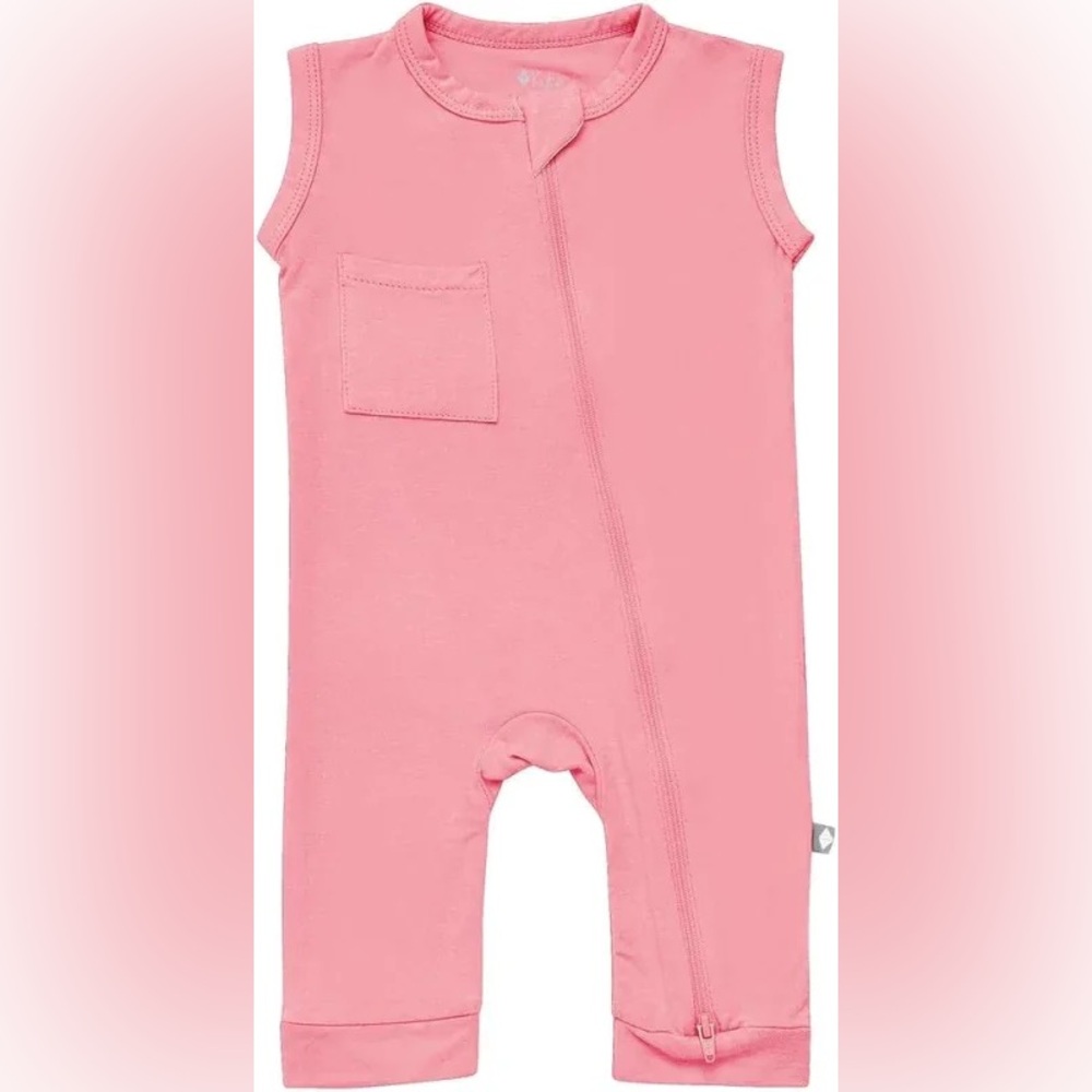 Kyte Bamboo Sleeveless Zip Romper in Rose NEW in bag 2T